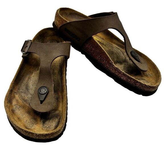 BIRKENSTOCK GIZEH BIRKO FLOR SANDALS BROWN Size 37 - Picture 1 of 11